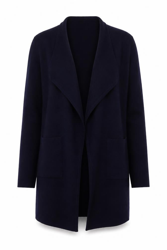 M&Co Women Blue Size 10 Open Front Long Sleeve Knit Cardigan