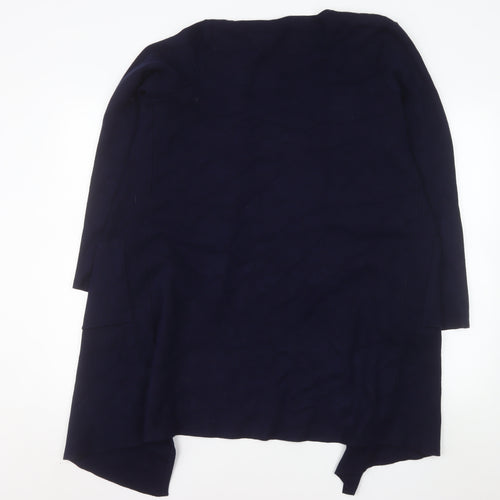 M&Co Women Blue Size 10 Open Front Long Sleeve Knit Cardigan