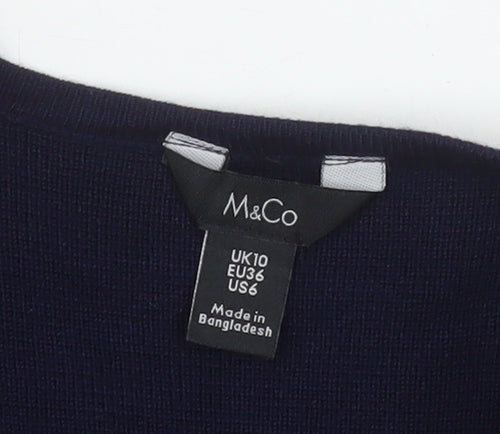 M&Co Women Blue Size 10 Open Front Long Sleeve Knit Cardigan