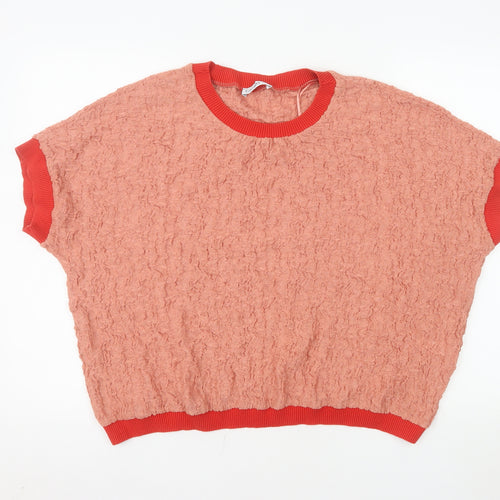 Gallery Women Coral Textured Pullover Sweatshirt XL Relaxed Fit