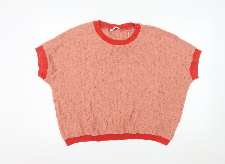 Gallery Women Coral Textured Pullover Sweatshirt XL Relaxed Fit