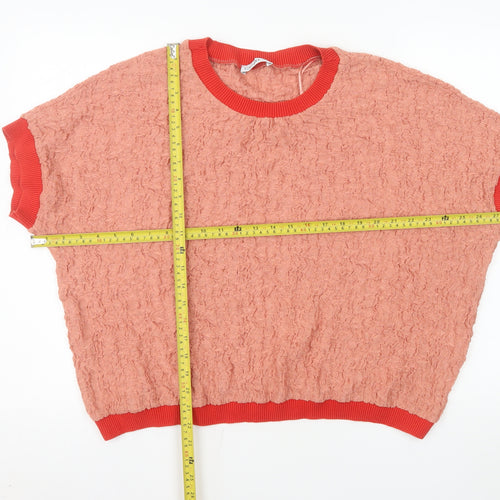 Gallery Women Coral Textured Pullover Sweatshirt XL Relaxed Fit