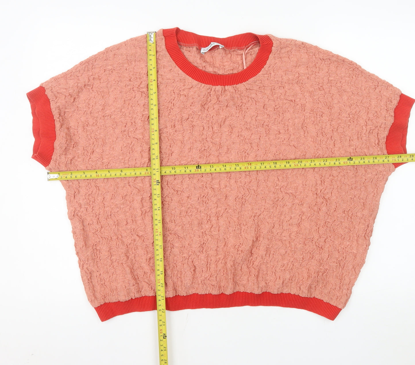 Gallery Women Coral Textured Pullover Sweatshirt XL Relaxed Fit