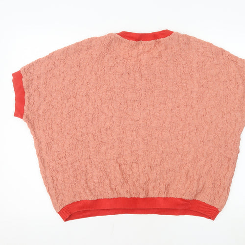 Gallery Women Coral Textured Pullover Sweatshirt XL Relaxed Fit