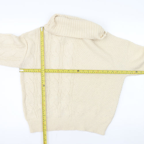 Threadbare Women Beige Roll Neck Cable Knit Jumper Size 8