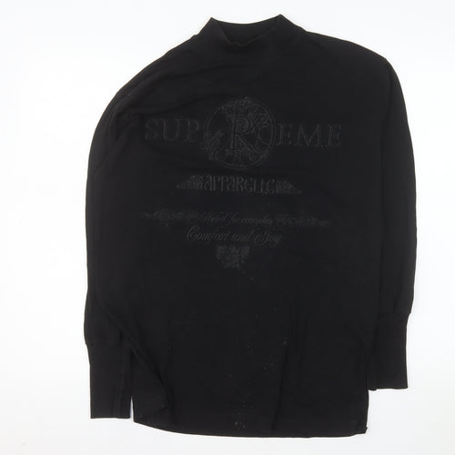 Falmer Cosy Club Women's Black Long Sleeve Mock Neck Cotton Top S