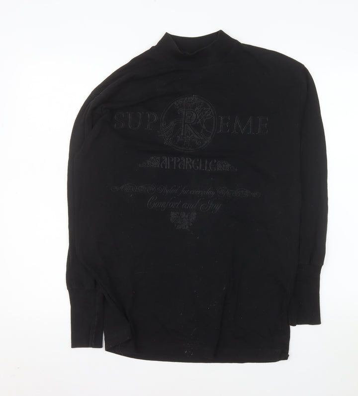 Falmer Cosy Club Women's Black Long Sleeve Mock Neck Cotton Top S