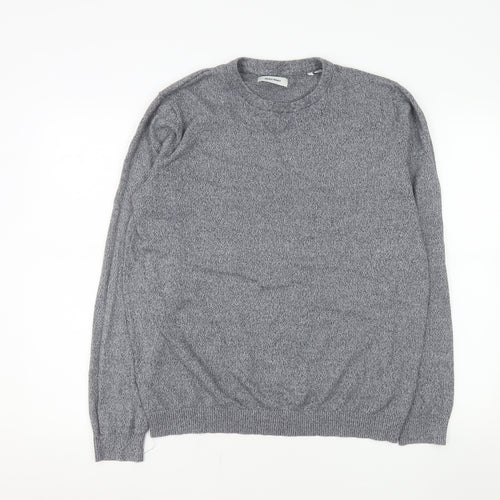 Jack & Jones Men's Grey Cotton Crew Neck Pullover Sweatshirt L