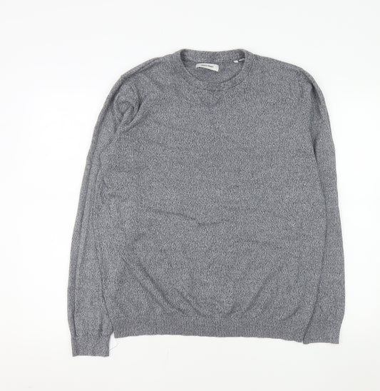 Jack & Jones Men's Grey Cotton Crew Neck Pullover Sweatshirt L