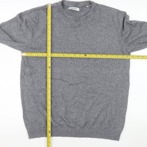 Jack & Jones Men's Grey Cotton Crew Neck Pullover Sweatshirt L