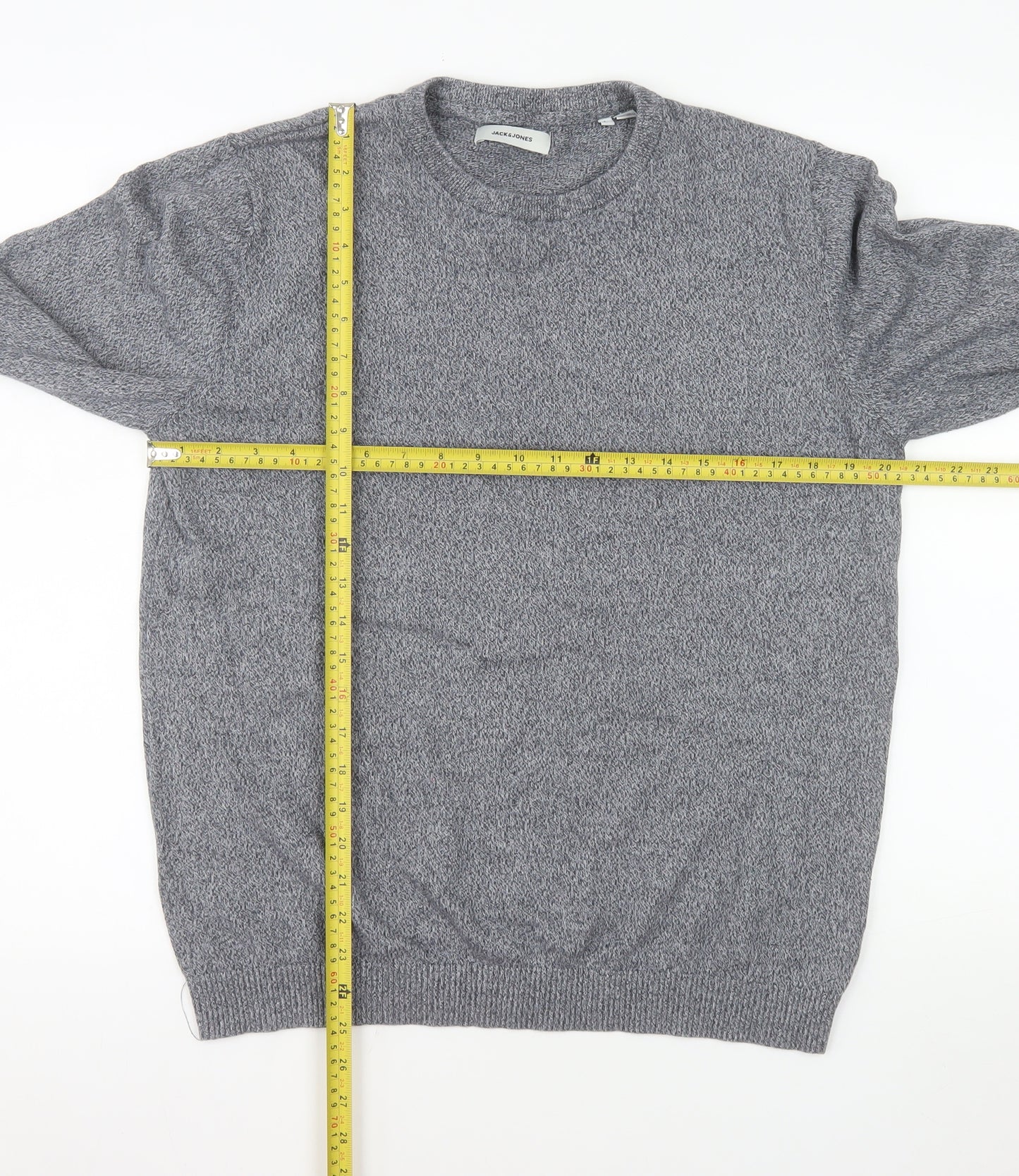 Jack & Jones Men's Grey Cotton Crew Neck Pullover Sweatshirt L