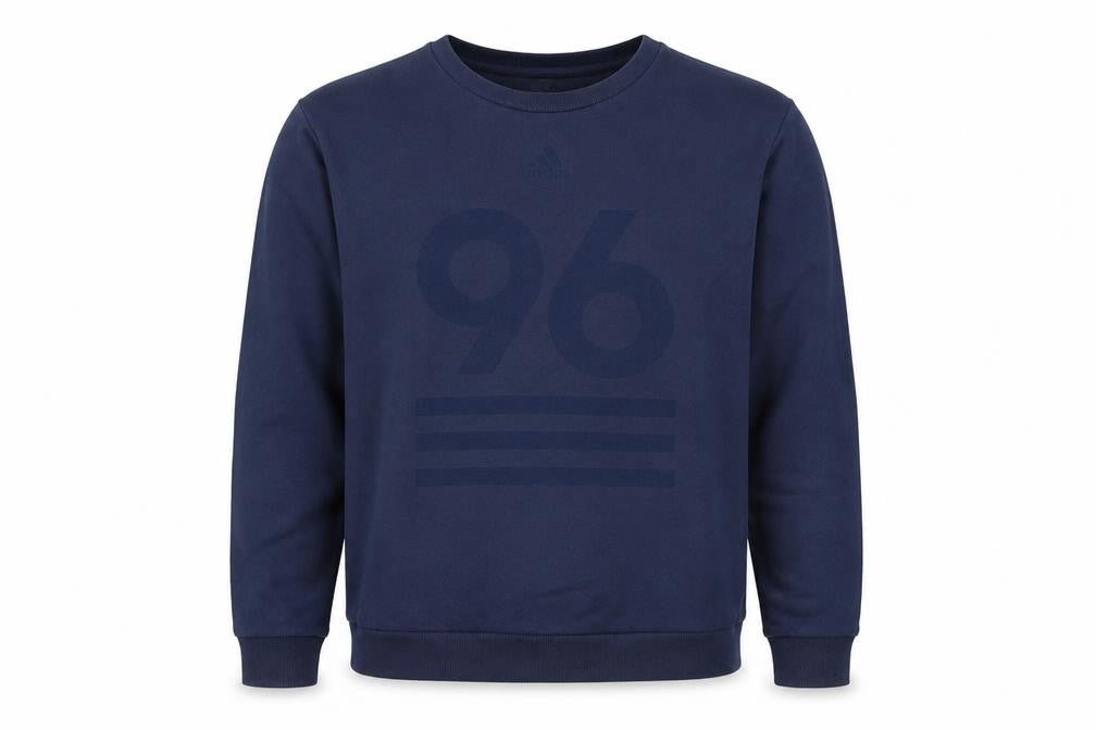 Front view of Adidas Men's Blue XL Pullover Crew Neck Sweatshirt