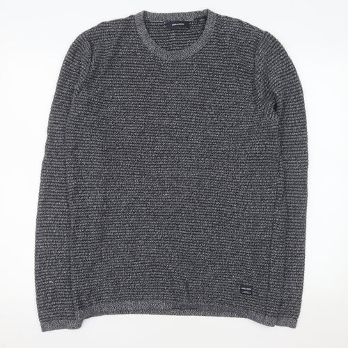 Jack & Jones Men's Grey Knit Cotton Pullover Sweatshirt L
