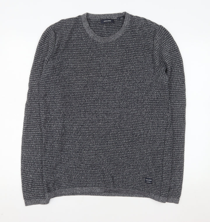 Jack & Jones Men's Grey Knit Cotton Pullover Sweatshirt L