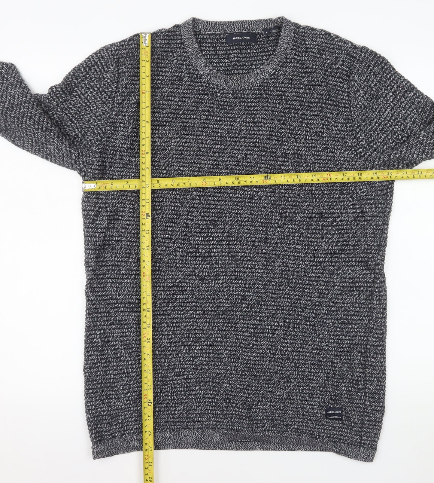 Jack & Jones Men's Grey Knit Cotton Pullover Sweatshirt L