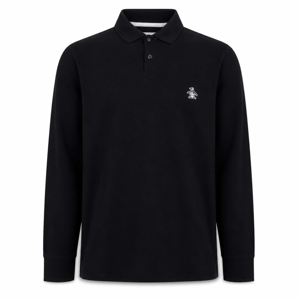 Original Penguin Men's Black Long Sleeve Cotton Polo Shirt M