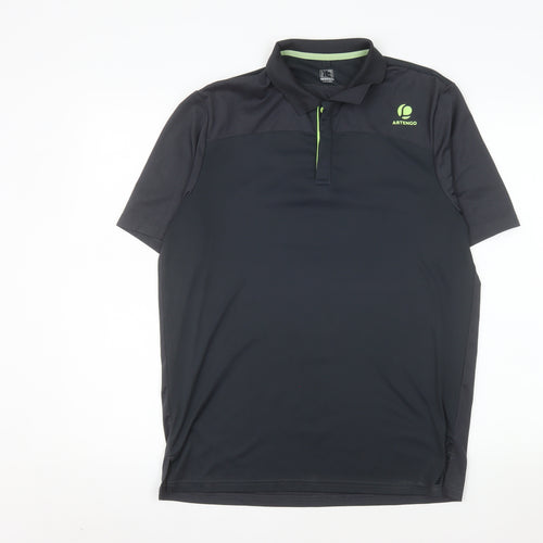 Artengo by Decathlon Men's Black Polo Tennis Shirt Size M Quick Dry