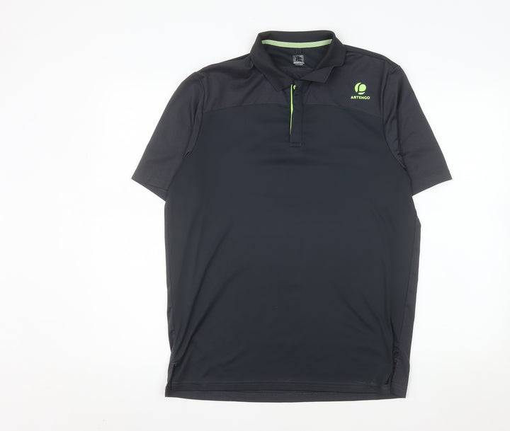 Artengo by Decathlon Men's Black Polo Tennis Shirt Size M Quick Dry