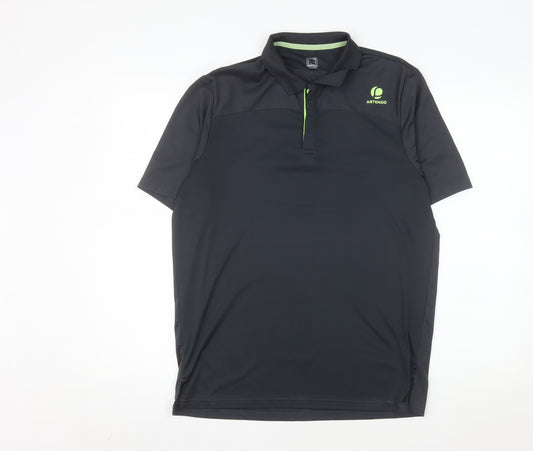 Artengo by Decathlon Men's Black Polo Tennis Shirt Size M Quick Dry