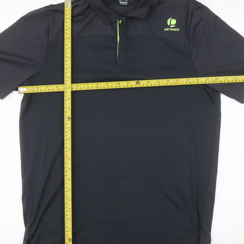 Artengo by Decathlon Men's Black Polo Tennis Shirt Size M Quick Dry