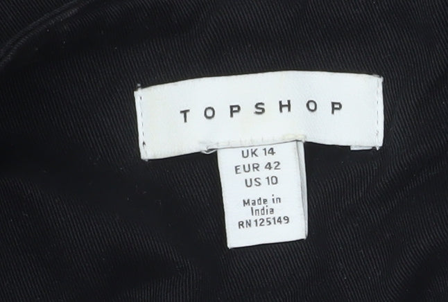 Topshop Women Black Size 14 Paperbag Belted High Waist Shorts