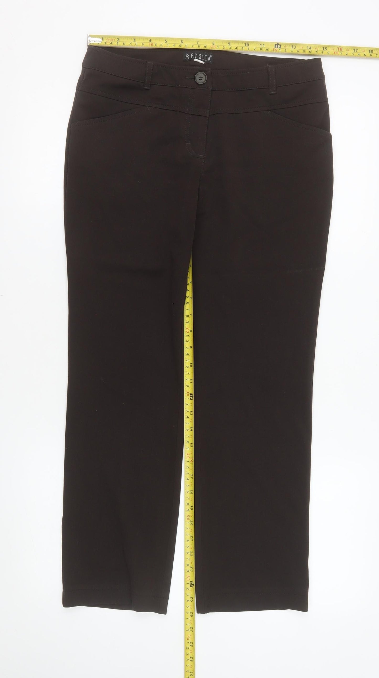 Rosita Women Black Stretch Straight Leg Trousers Size 8