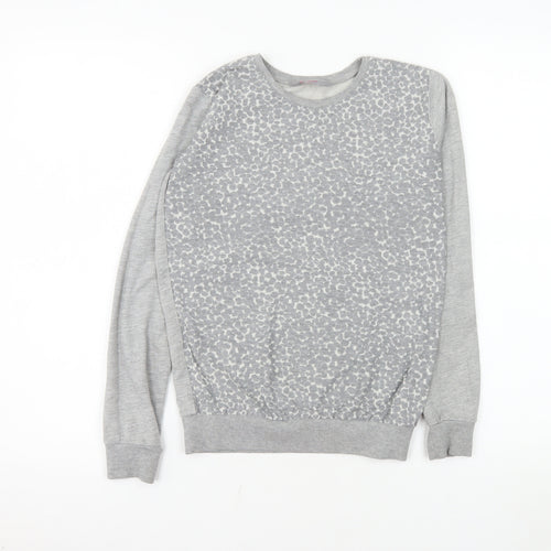 Dorothy Perkins Women Grey Animal Print Jersey Long Sleeve Top Size 6