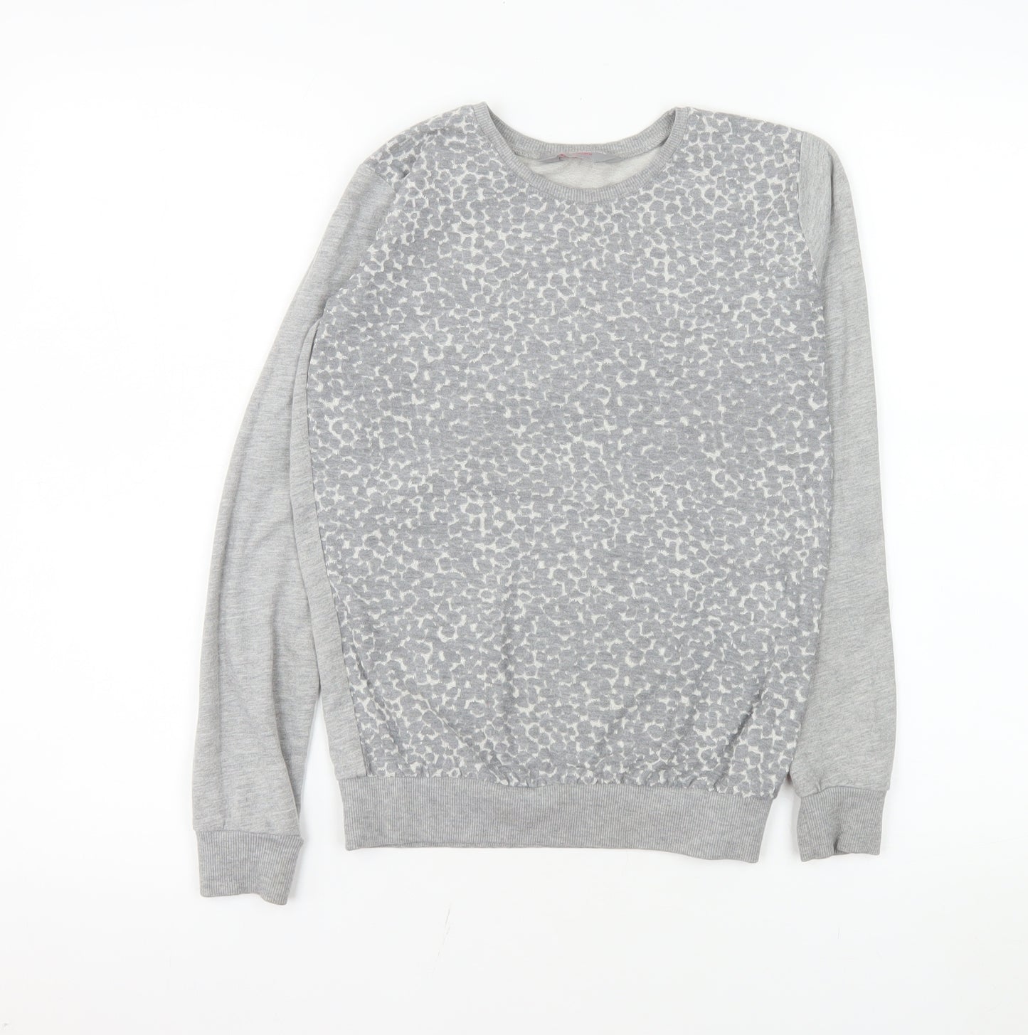 Dorothy Perkins Women Grey Animal Print Jersey Long Sleeve Top Size 6