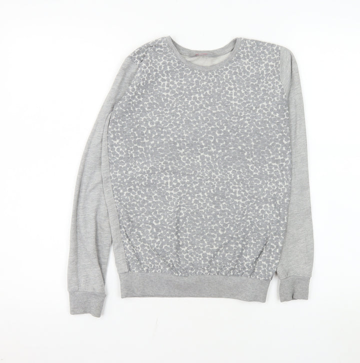 Dorothy Perkins Women Grey Animal Print Jersey Long Sleeve Top Size 6