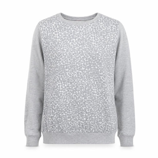 Front view of Dorothy Perkins Women Grey Animal Print Jersey Long Sleeve Top, size 6