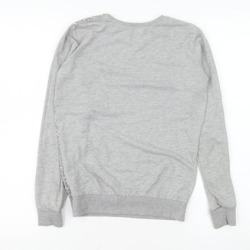 Dorothy Perkins Women Grey Animal Print Jersey Long Sleeve Top Size 6