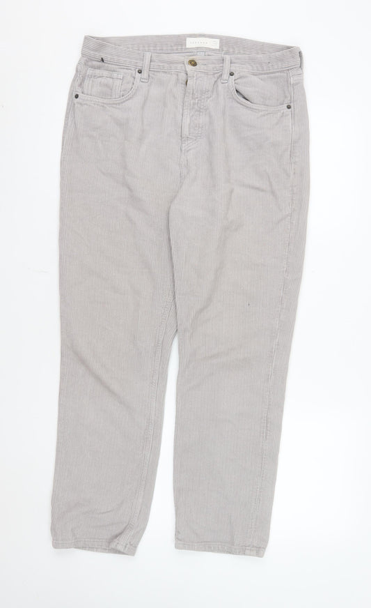 Topshop Women’s Grey Corduroy Chino Trousers Size 12 Regular