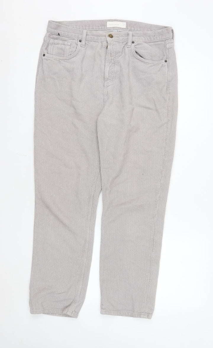 Topshop Women’s Grey Corduroy Chino Trousers Size 12 Regular
