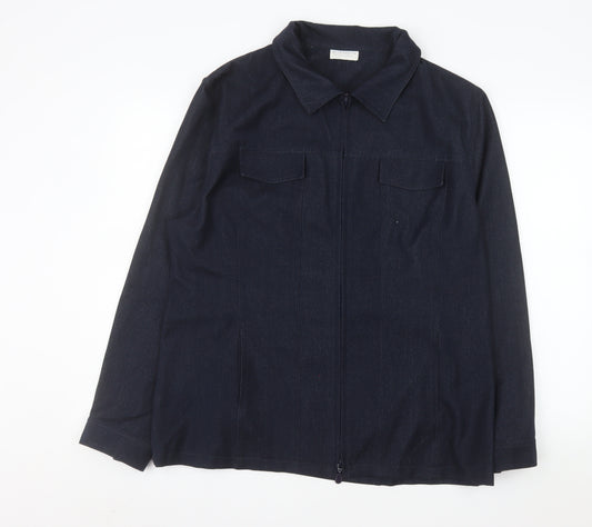 Liz Claiborne Women Blue Denim Zip Jacket Size 18 Classic Style