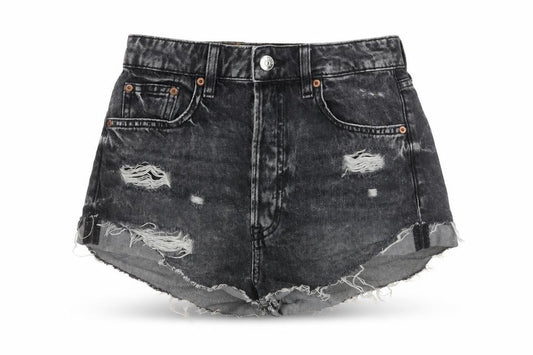 H&M Divided Womens Black Acid Wash Cut-Off Denim Shorts Size 8
