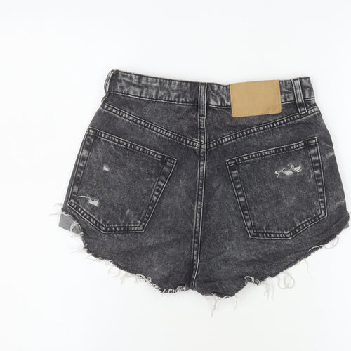 H&M Divided Womens Black Acid Wash Cut-Off Denim Shorts Size 8