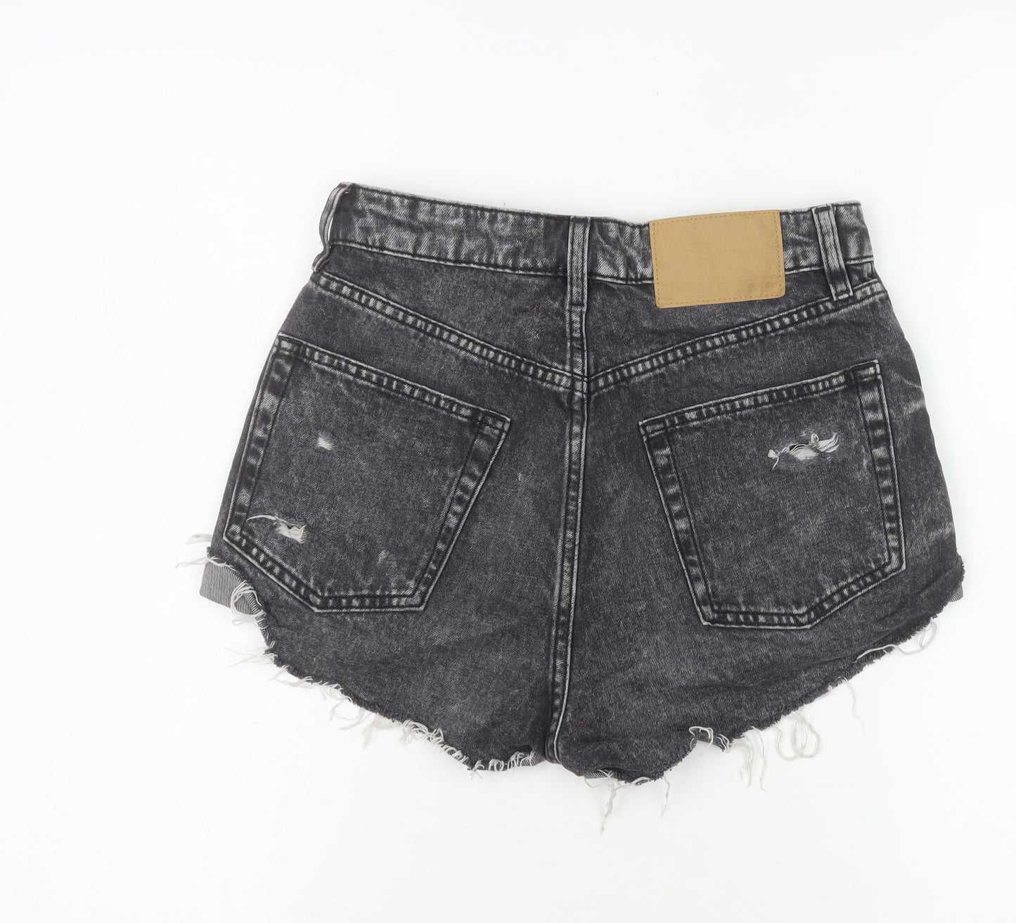 H&M Divided Womens Black Acid Wash Cut-Off Denim Shorts Size 8