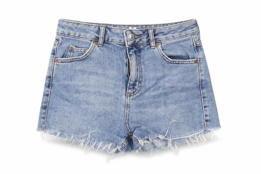 Topshop Womens Blue Denim Cut-Off High Waist Shorts UK 8