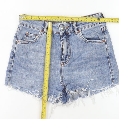 Topshop Womens Blue Denim Cut-Off High Waist Shorts UK 8