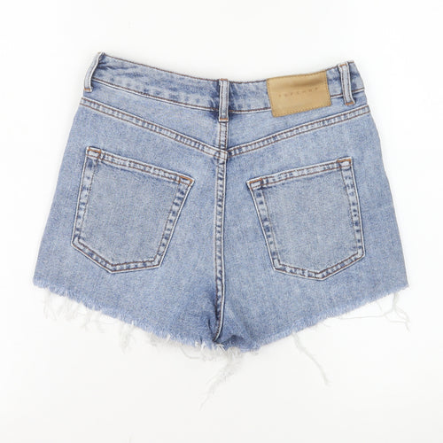 Topshop Womens Blue Denim Cut-Off High Waist Shorts UK 8