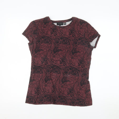 Ted Baker Women's Red Floral Jersey Cotton T-Shirt Size 10