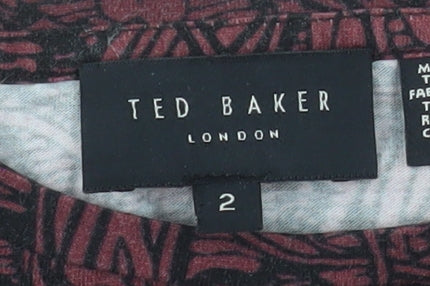 Ted Baker Women's Red Floral Jersey Cotton T-Shirt Size 10