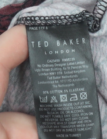 Ted Baker Women's Red Floral Jersey Cotton T-Shirt Size 10