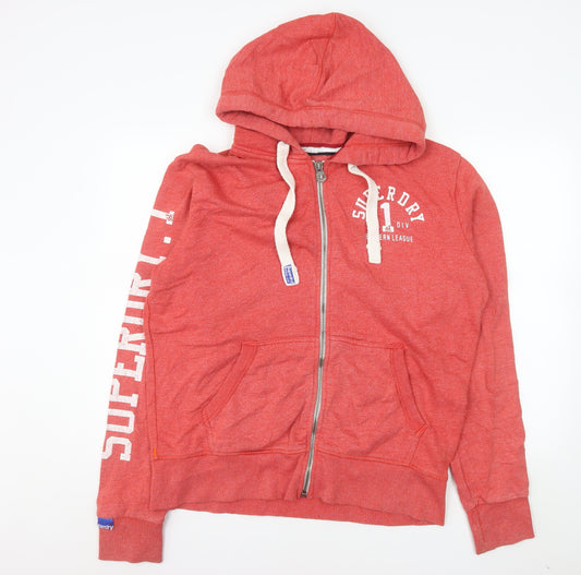 Superdry Womens Red XL Full Zip Hooded Jacket Hoodie