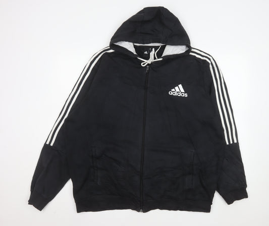 Adidas Men’s Black 2XL Hooded Full Zip Sports Jacket