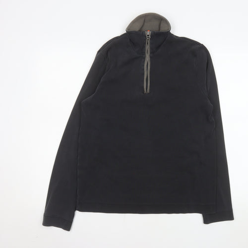 Hugo Boss Men’s Black 1/2 Zip Cotton Pullover Sweatshirt Size L