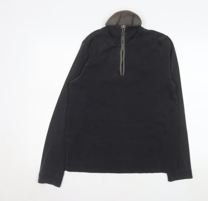 Hugo Boss Men’s Black 1/2 Zip Cotton Pullover Sweatshirt Size L