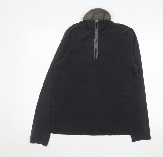 Hugo Boss Men’s Black 1/2 Zip Cotton Pullover Sweatshirt Size L