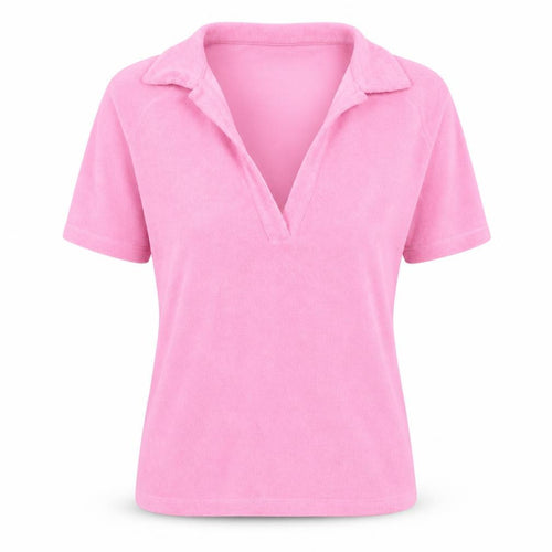 NA-KD Women’s Pink Collared Short Sleeve Terry Polo Top Size L
