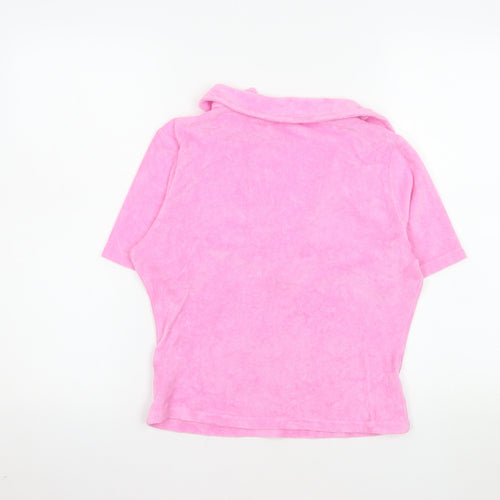 NA-KD Women’s Pink Collared Short Sleeve Terry Polo Top Size L